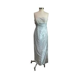 Jessica McClintock X Gunne Sax Y2K Light Empire Waist Strapless Blue Gown Sz 9